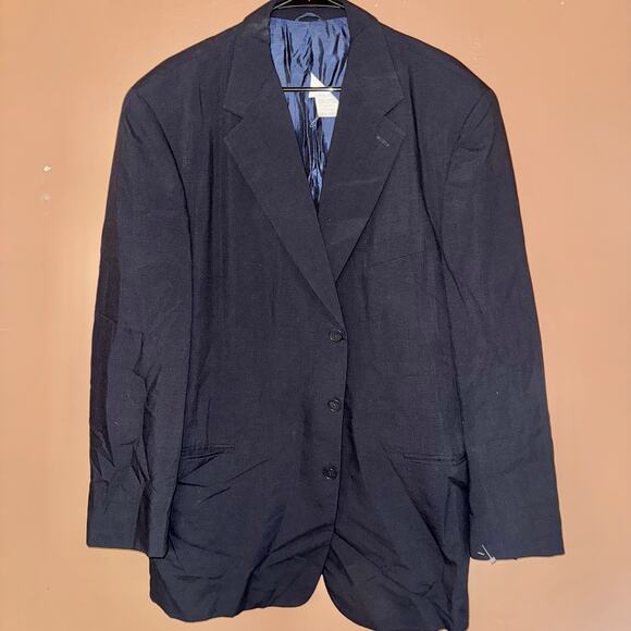 Vestimenta Men's Italian Wool Blazer Coat Three Button Sport Jacket in Navy 56R - Picture 1 of 10